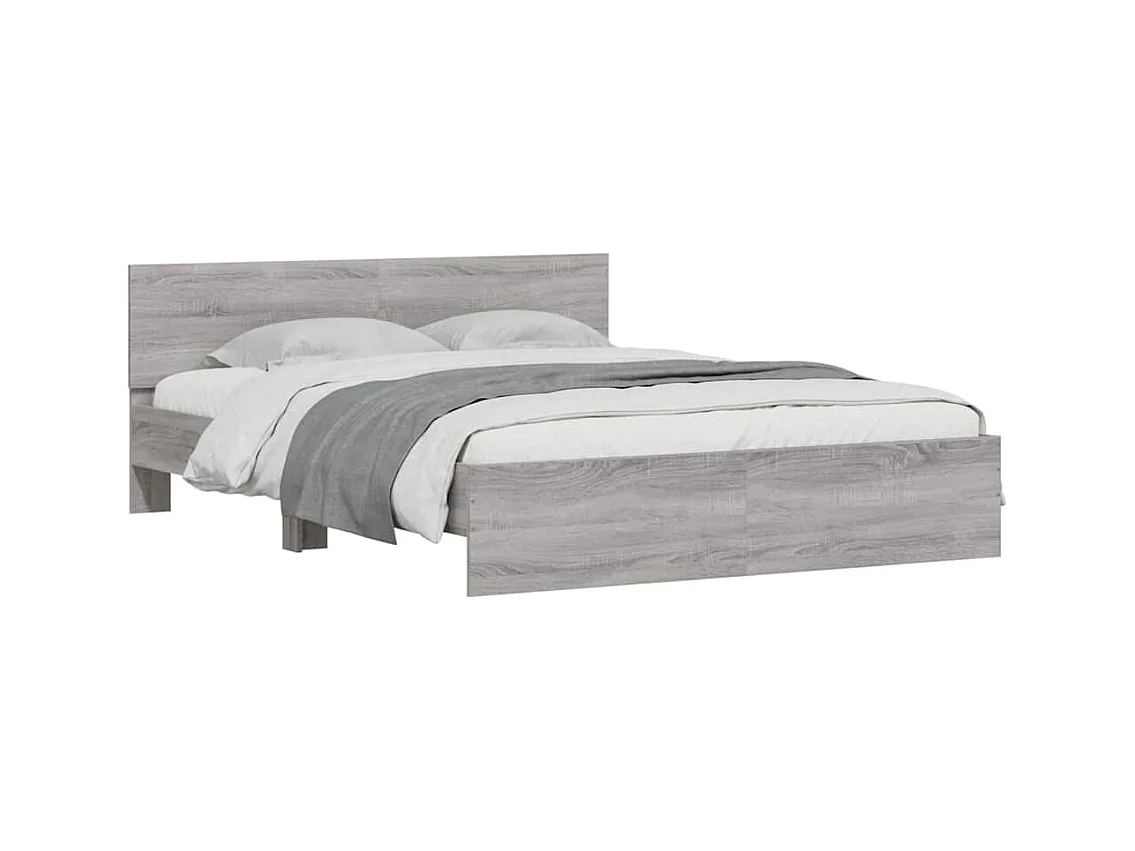 Bedframe met hoofdbord en LED Sonoma Grey 150x200 cm