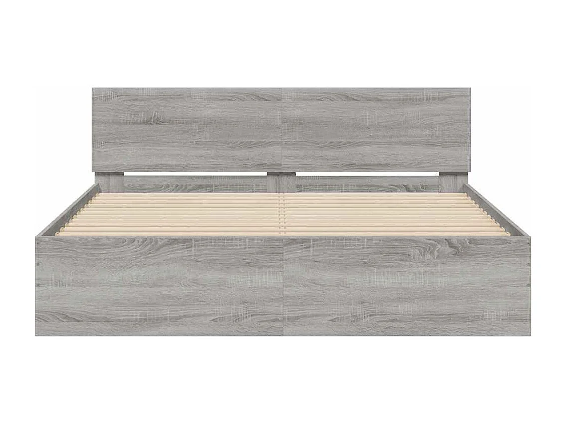 Bedframe met hoofdbord en LED Sonoma Grey 150x200 cm