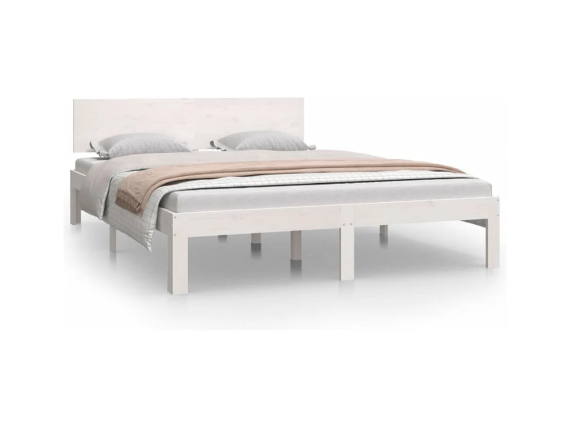 Bettgestell ohne Matratze weiß Massivholz Kiefer 140x200 cm