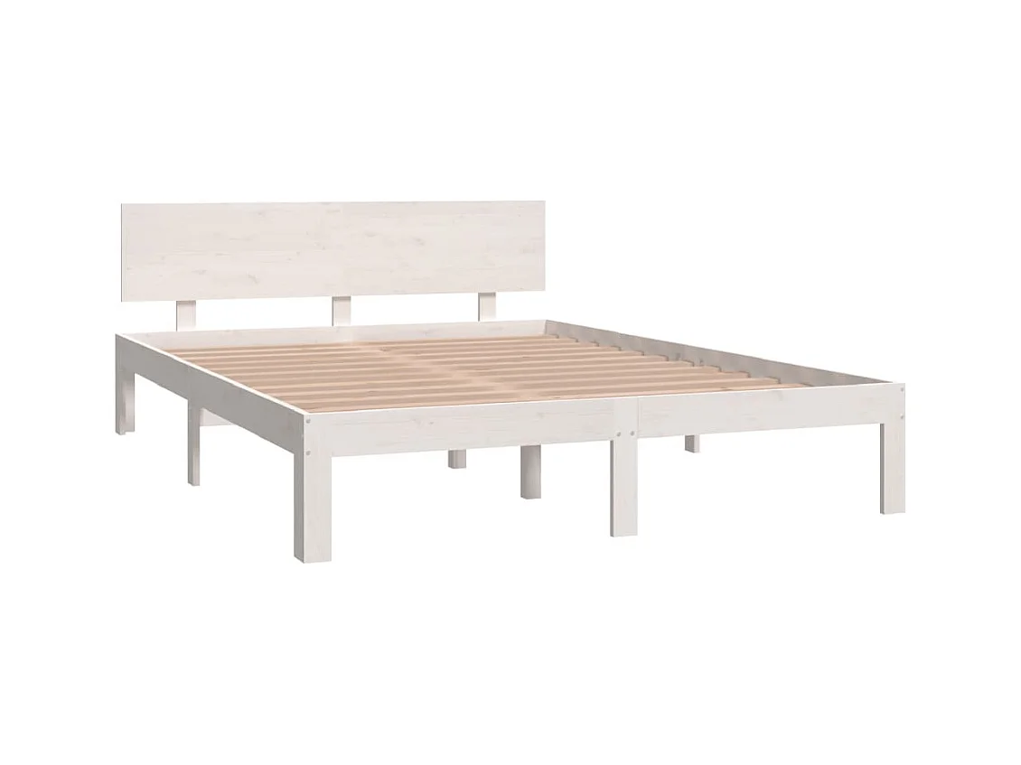 Bettgestell ohne Matratze weiß Massivholz Kiefer 140x200 cm