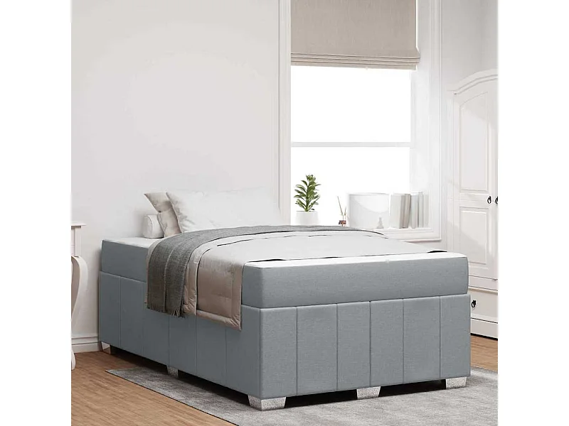 Estructura de cama con colchón Tejido gris claro 120 x 190 cm