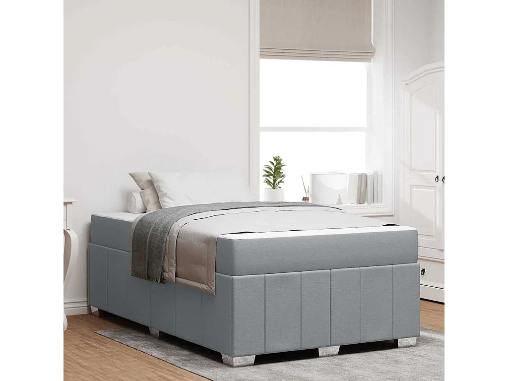 Cadre de lit avec matelas Gris clair 120 x 190 cm tissu