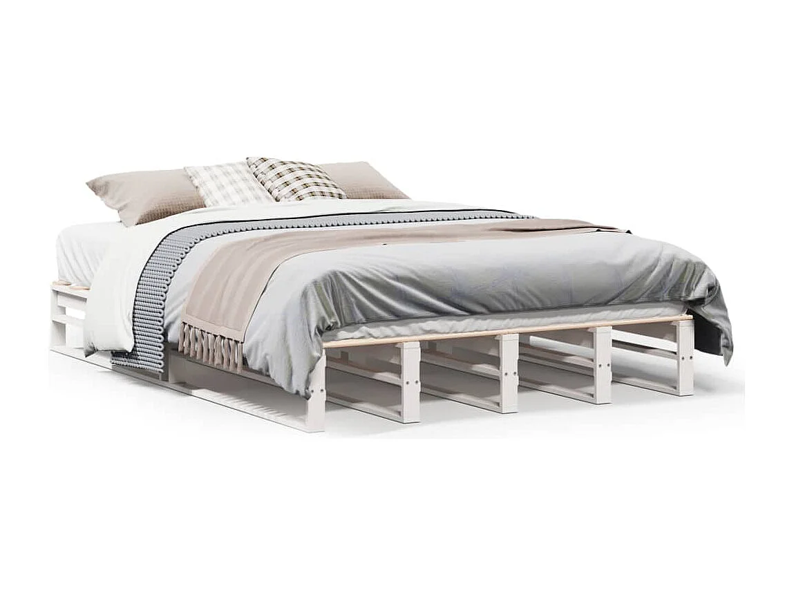 Struttura letto senza materasso bianco 160x200 cm in legno massello di pino