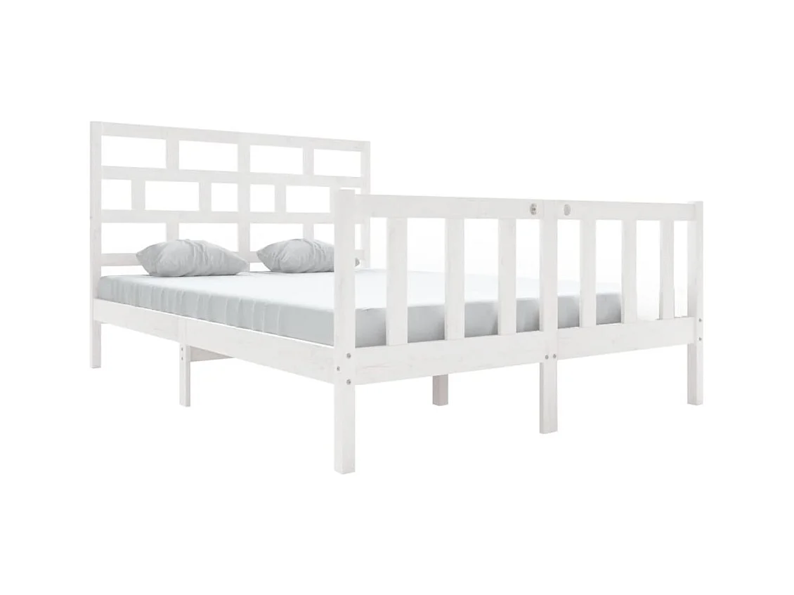 Bedframe zonder matras wit massief hout 140x200 cm