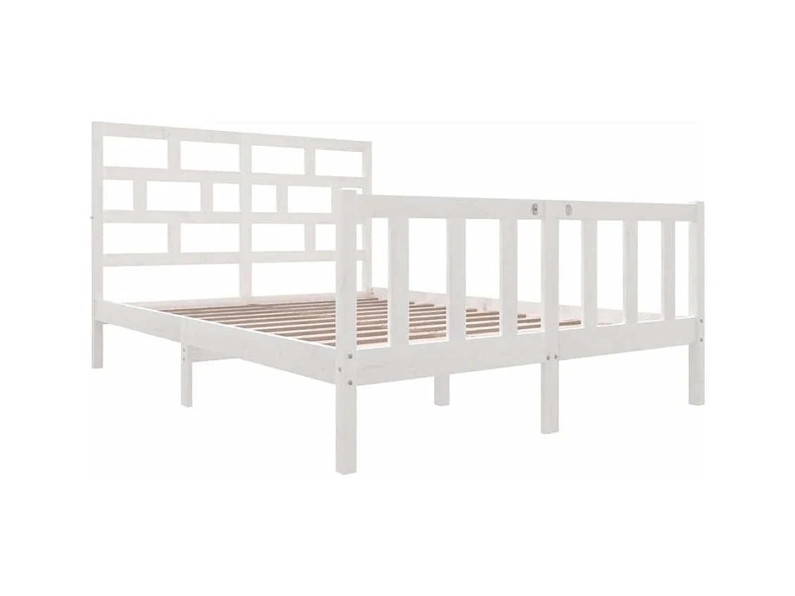 Bedframe zonder matras wit massief hout 140x200 cm
