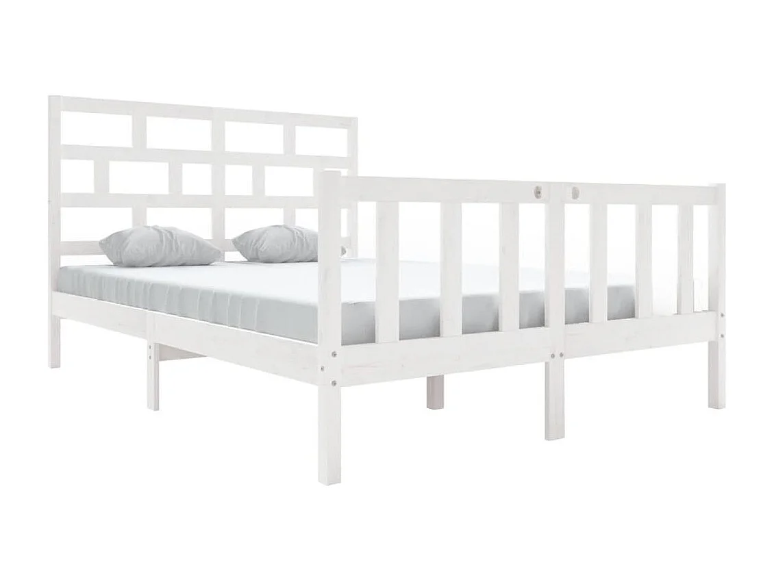 Cadre de lit sans matelas blanc bois massif 140x200 cm