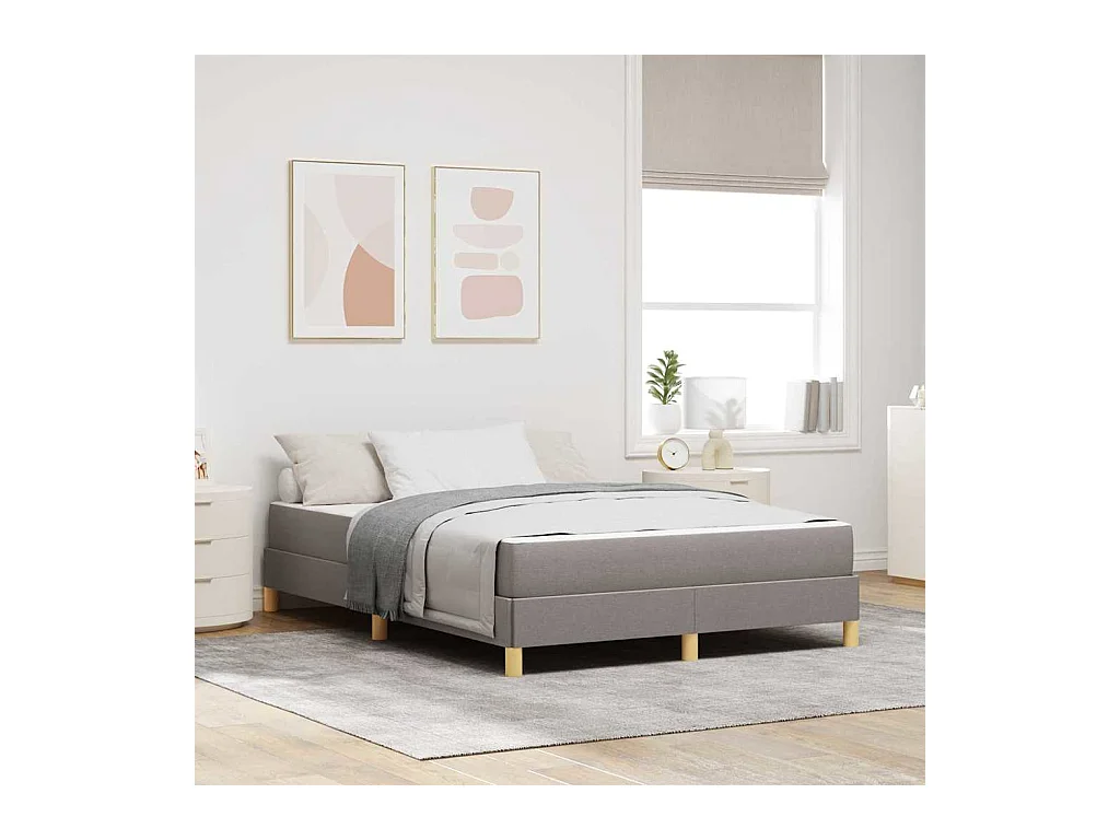 Taupe en Bruin boxspringbed 140 x 190 cm