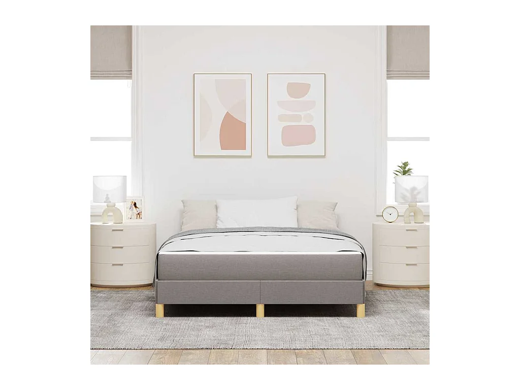 Taupe en Bruin boxspringbed 140 x 190 cm
