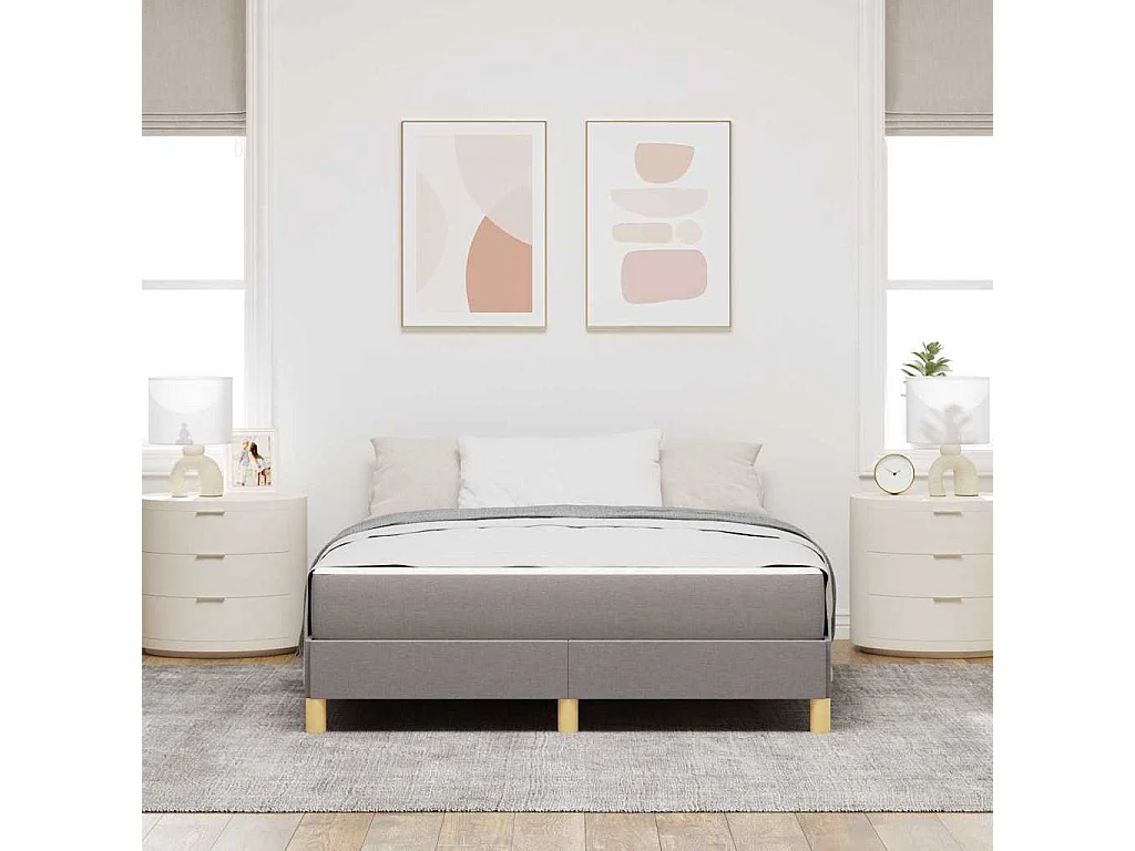 Cama con somier en color topo y marrón de 140 x 190 cm