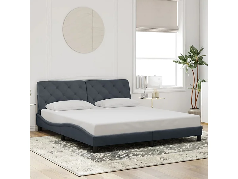 Struttura letto senza materasso grigio scuro 180x200 cm velluto