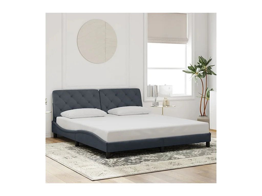 Struttura letto senza materasso grigio scuro 180x200 cm velluto
