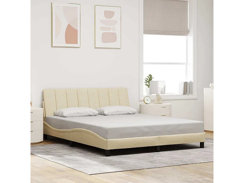 Struttura letto senza materasso crema 160x200 cm tessuto