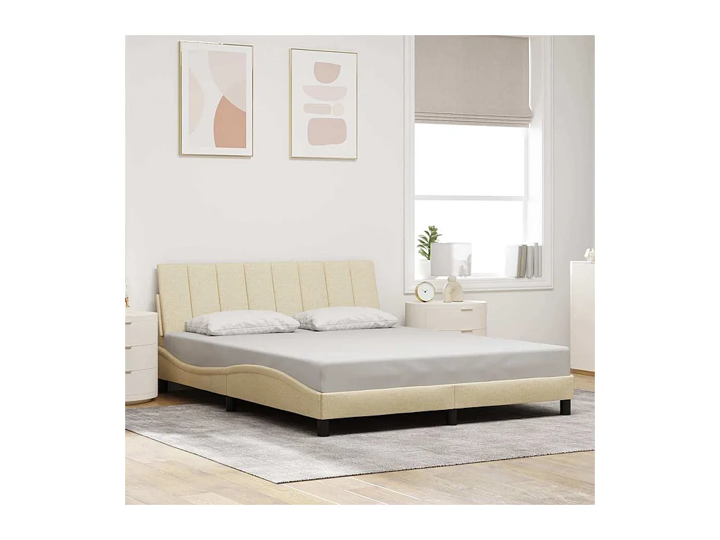 Bedframe zonder matras crème 160x200 cm stof