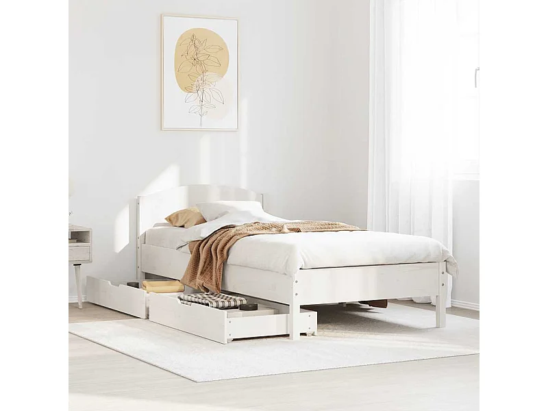 Estructura de cama sin colchón blanca 75x190 cm madera maciza de pino