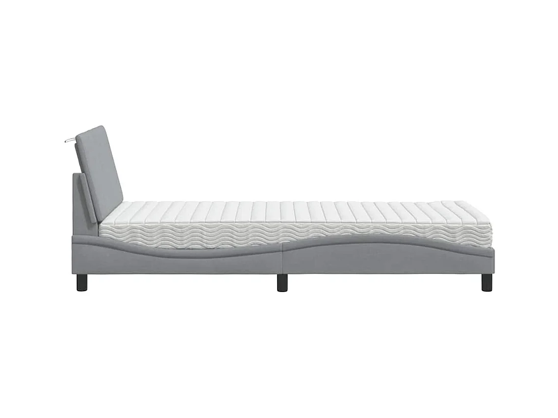 Letto con materasso grigio chiaro 90x190 cm tessuto