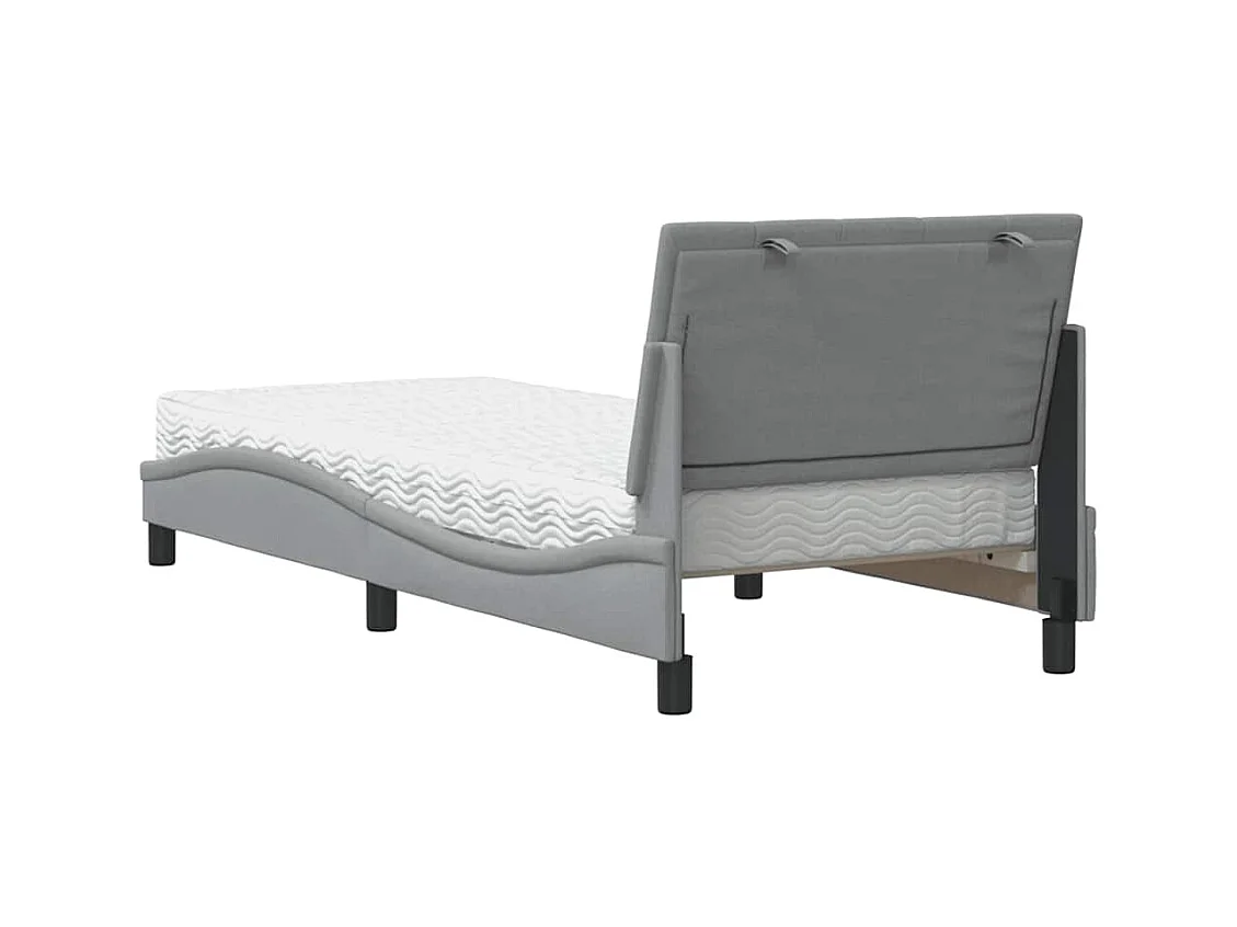 Letto con materasso grigio chiaro 90x190 cm tessuto