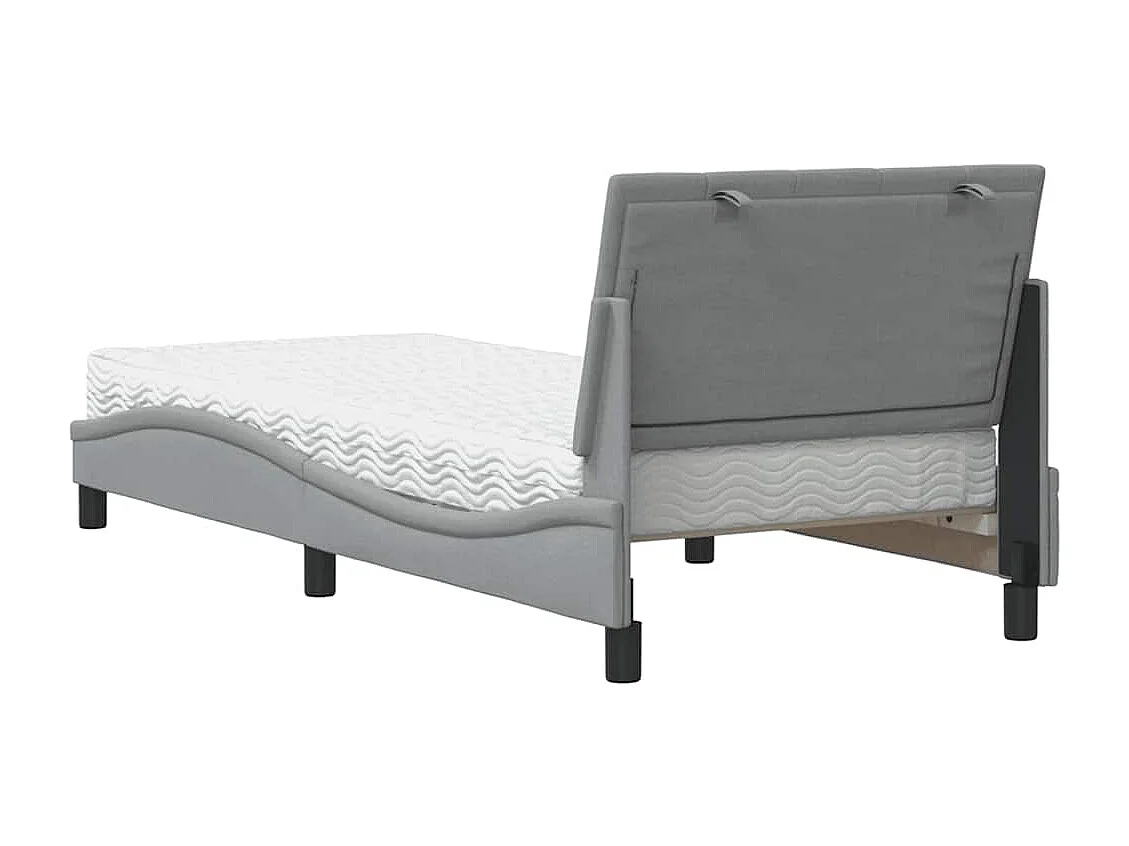 Lit avec matelas gris clair 90x190 cm tissu
