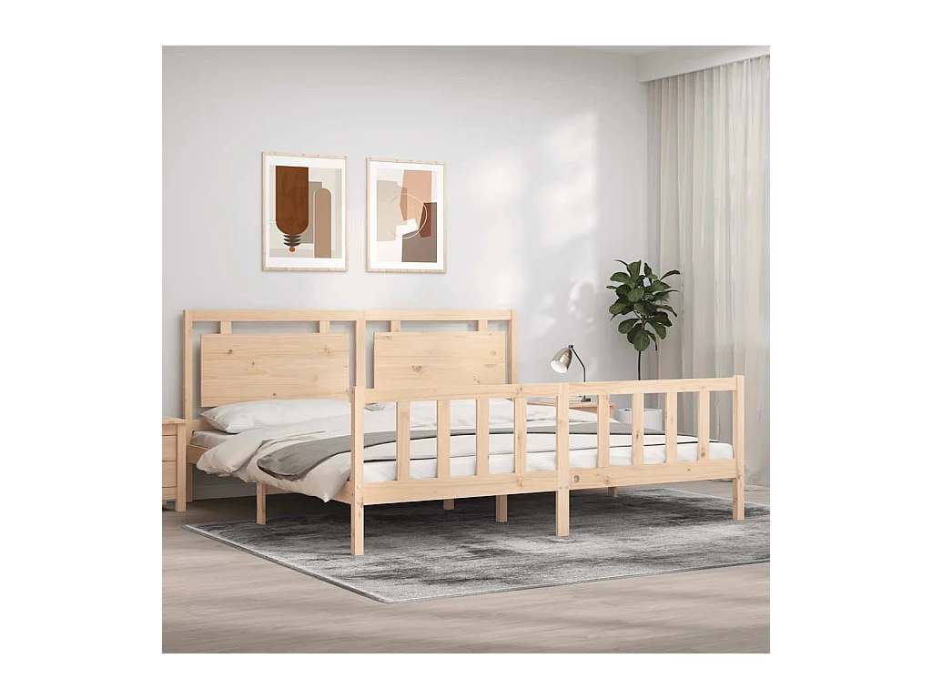 Cadre de lit sans matelas bois de pin massif