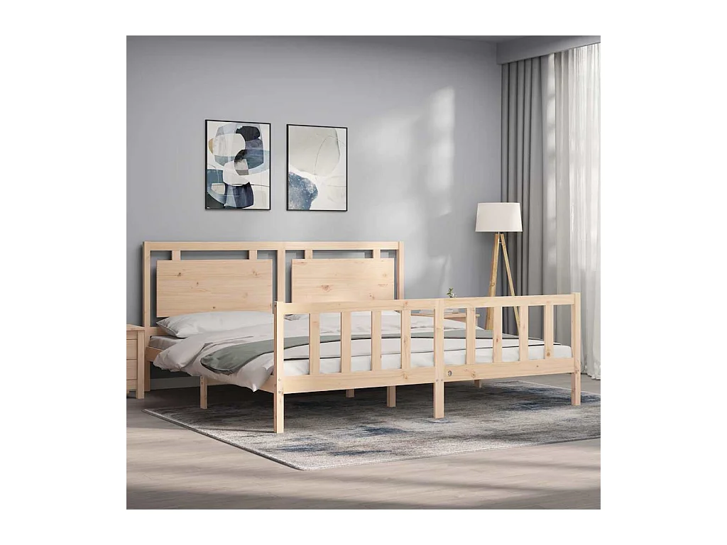 Cadre de lit sans matelas bois de pin massif