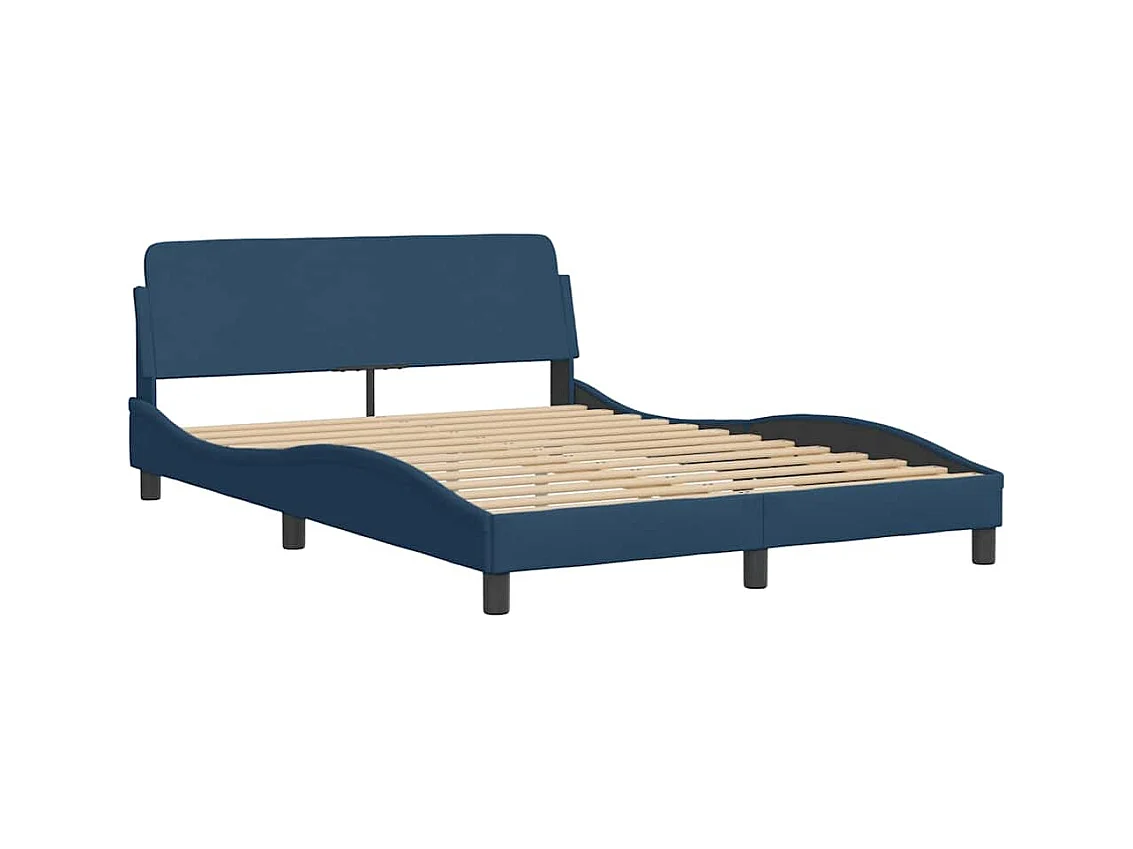 Cadre de lit avec LED sans matelas bleu 120x200 cm tissu