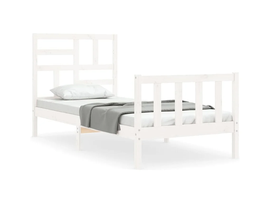 Estructura de cama sin colchón blanca 100x200 cm madera maciza de pino