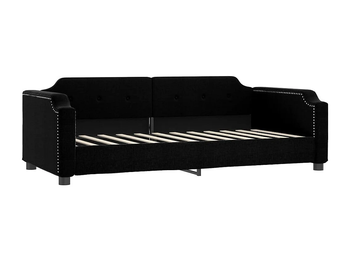 Divano letto con materasso nero 90x190 cm in tessuto