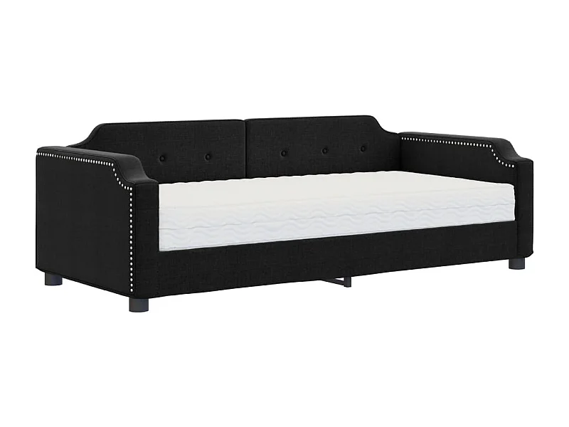 Cama de día con colchón negro de tela 90x190 cm