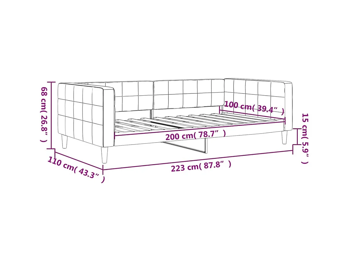 Lit de repos rose 100x200 cm velours