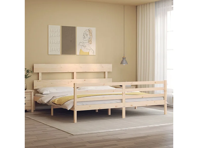 Estructura de cama sin colchón 200x200 cm madera maciza