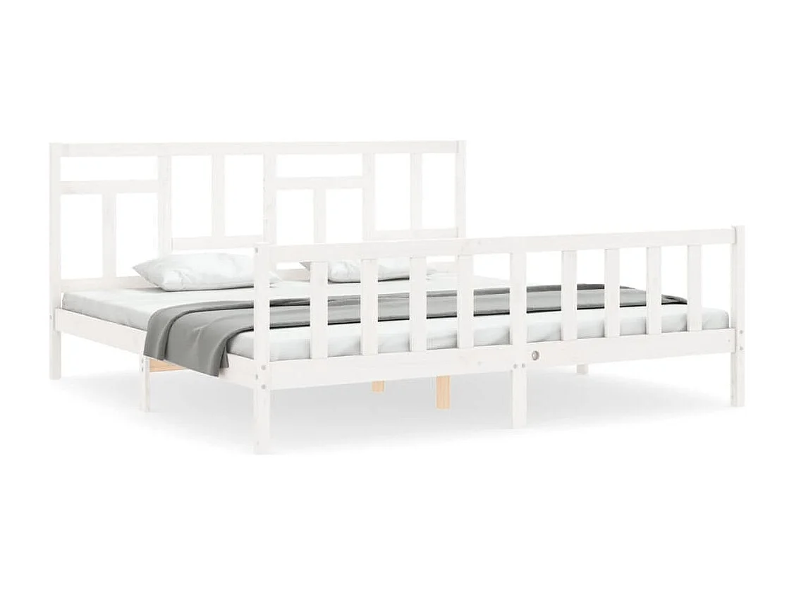 Cadre de lit sans matelas blanc 200x200 cm bois massif de pin