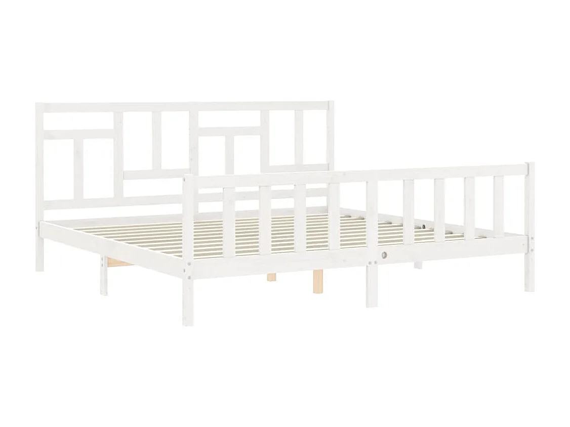 Struttura letto senza materasso bianco 200x200 cm in legno massello di pino