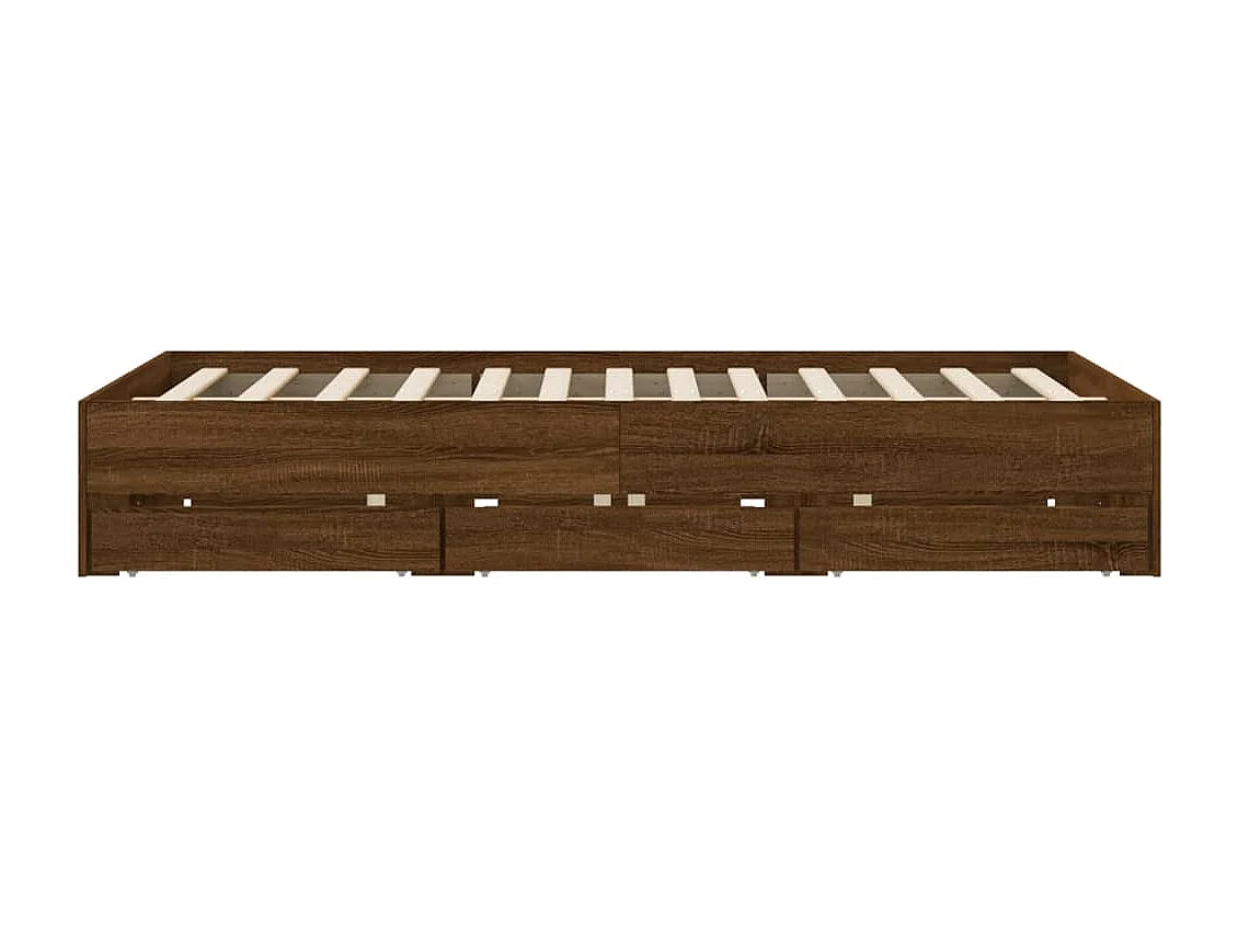 Estructura de cama con cajones sin colchón roble marrón 150x200 cm