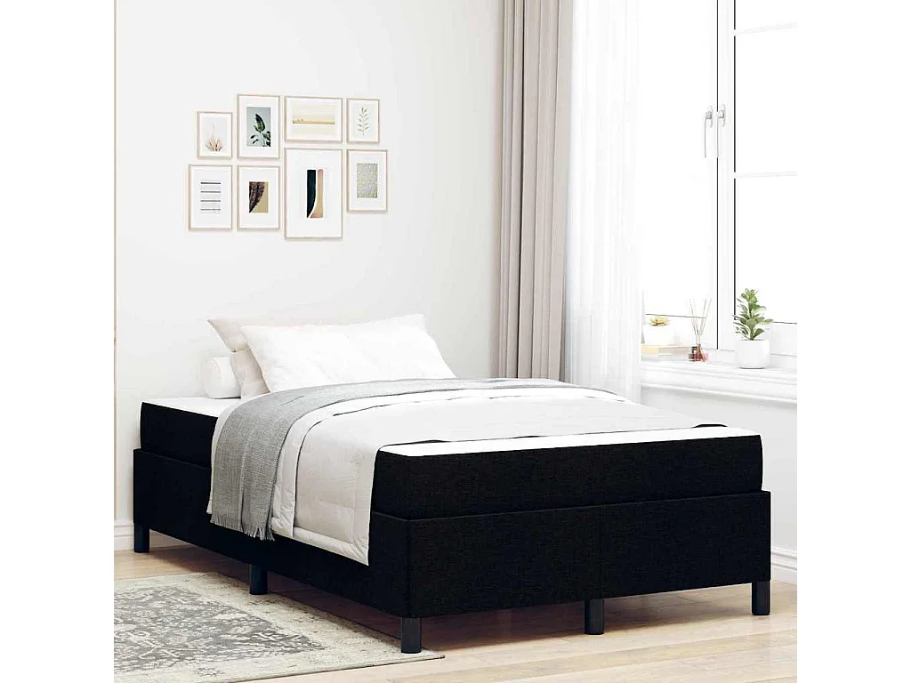 Zwart en zwart boxspringbed 120 x 200 cm