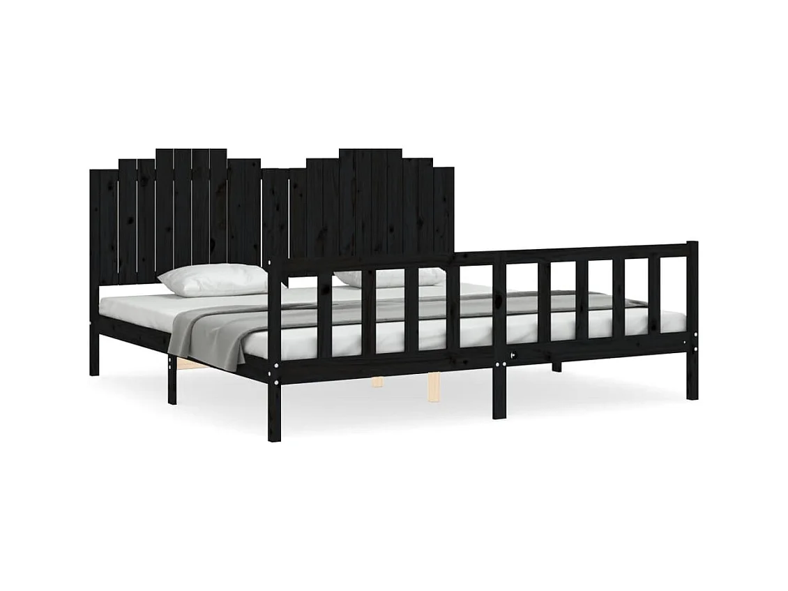 Bedframe zonder matras zwart 200x200 cm massief grenenhout