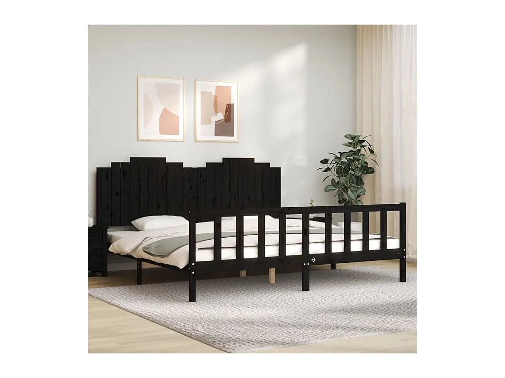 Bedframe zonder matras zwart 200x200 cm massief grenenhout