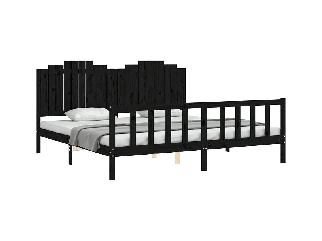 Bedframe zonder matras zwart 200x200 cm massief grenenhout