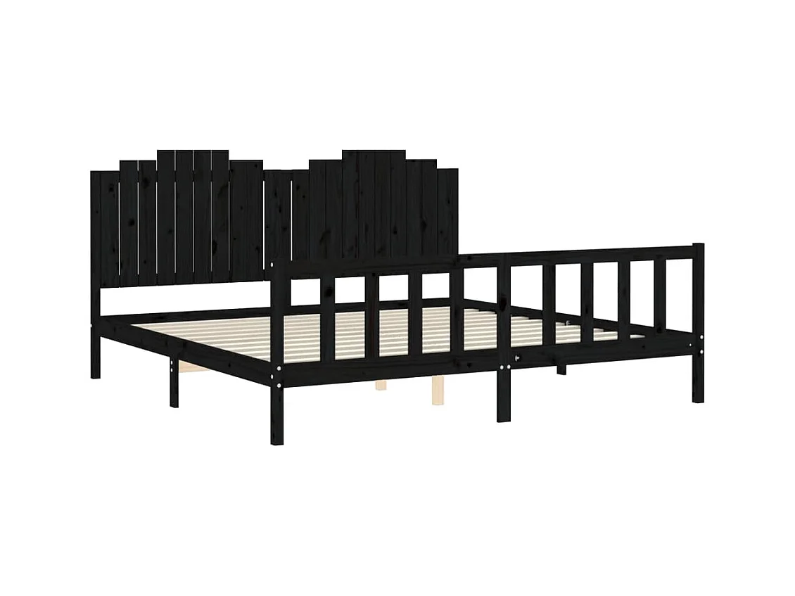 Bedframe zonder matras zwart 200x200 cm massief grenenhout