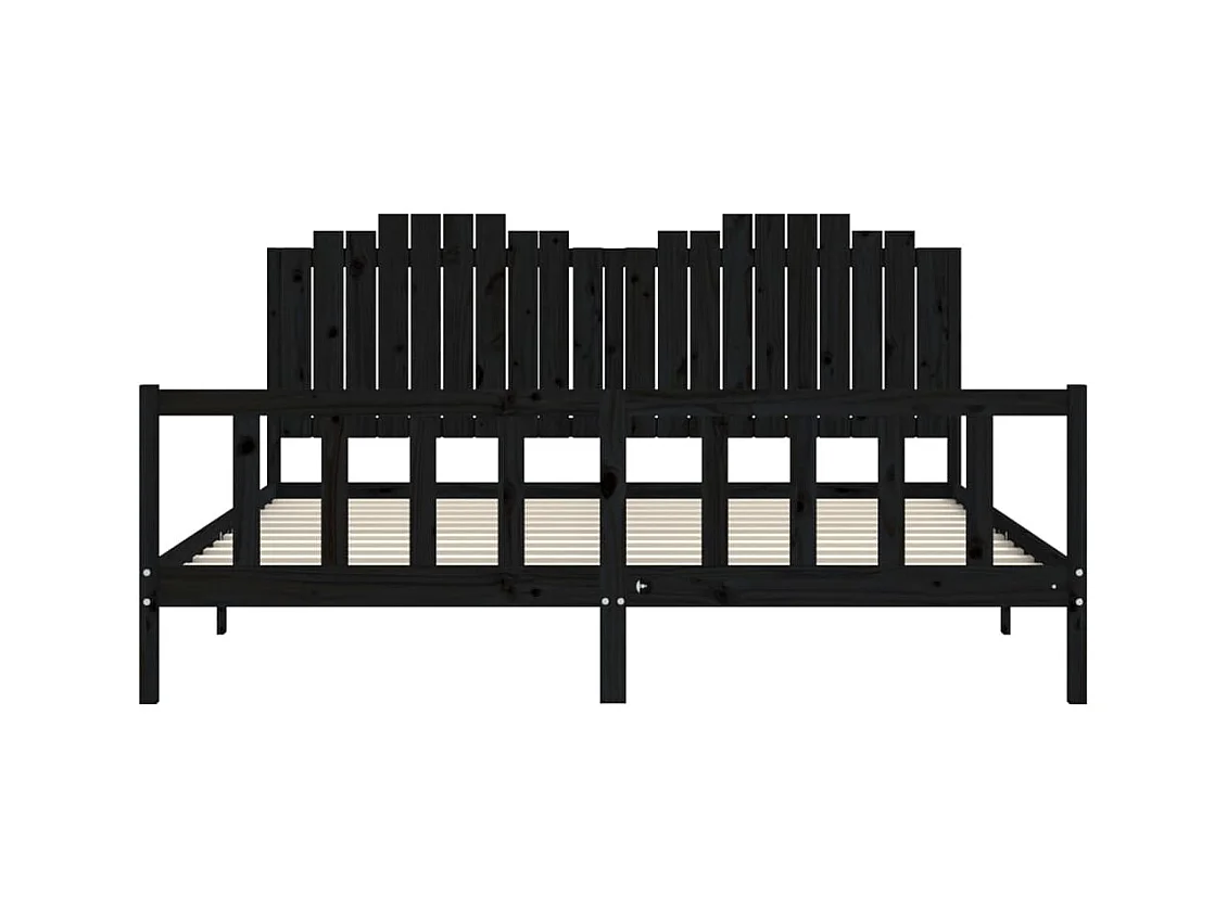 Bedframe zonder matras zwart 200x200 cm massief grenenhout