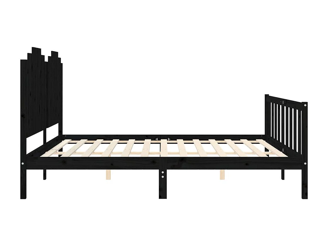 Cadre de lit sans matelas noir 200x200 cm bois massif de pin
