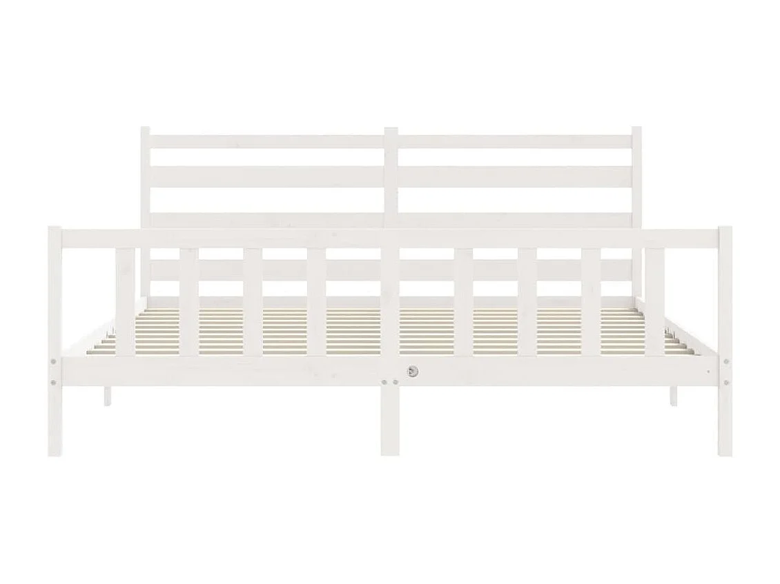 Cadre de lit sans matelas blanc 200x200 cm bois massif de pin