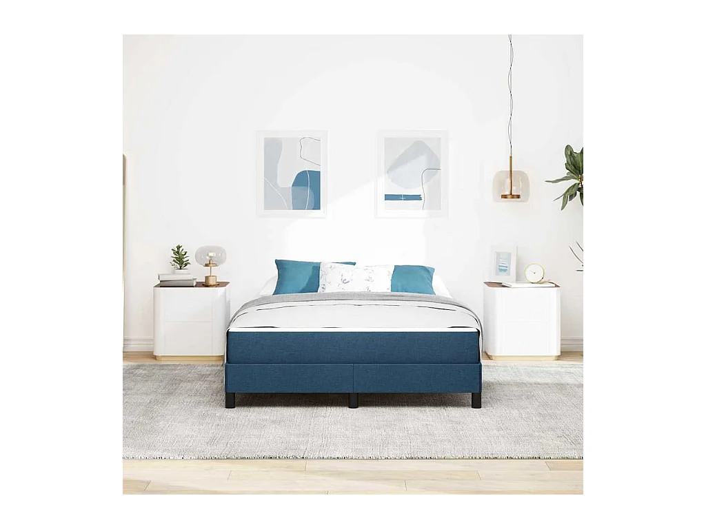 Boxspringbed met matras Blauw 140 x 190 cm stof