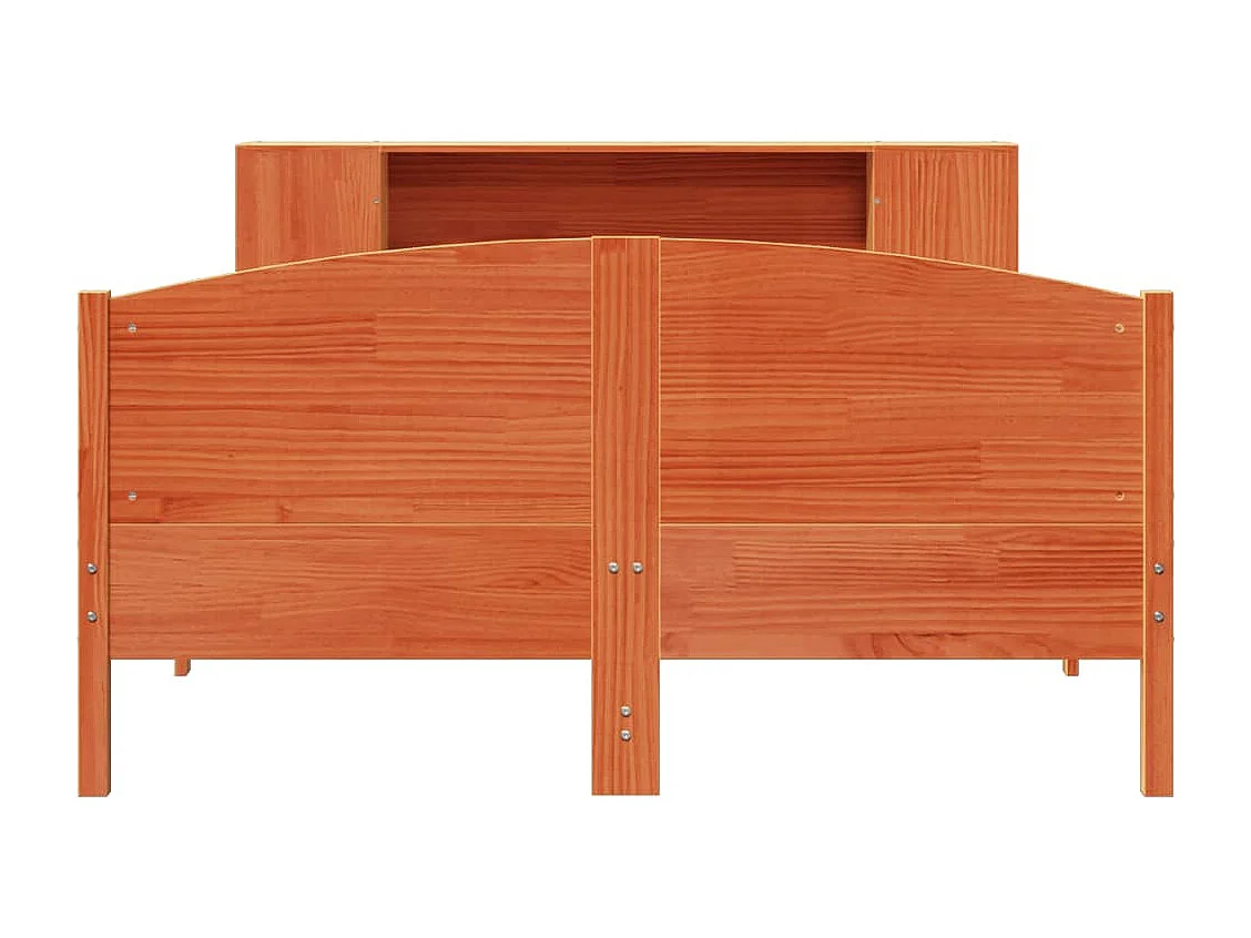 Bibliotheekbed zonder matras bruin gewaxt 140x190 cm massief grenen