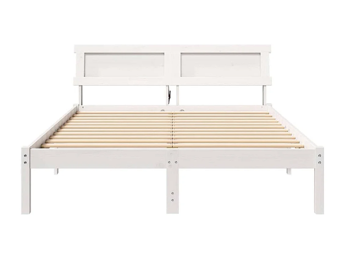 Struttura letto bianca 140 x 190 cm Legno massello di pino
