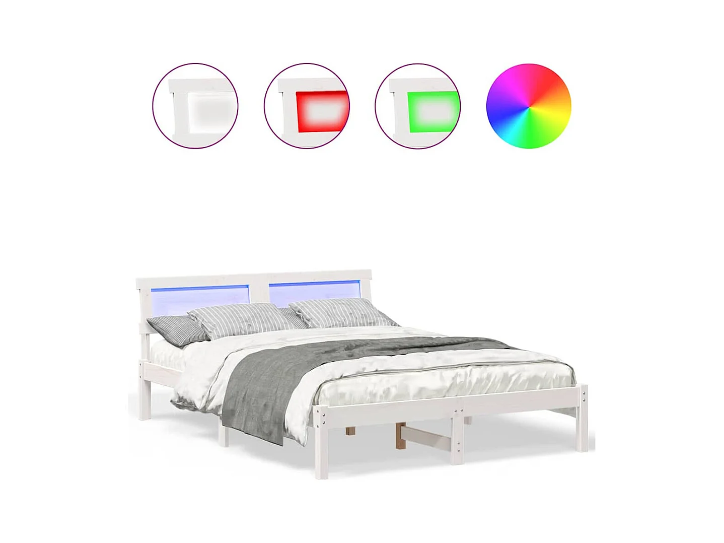 Wit bedframe 140 x 190 cm Massief grenenhout