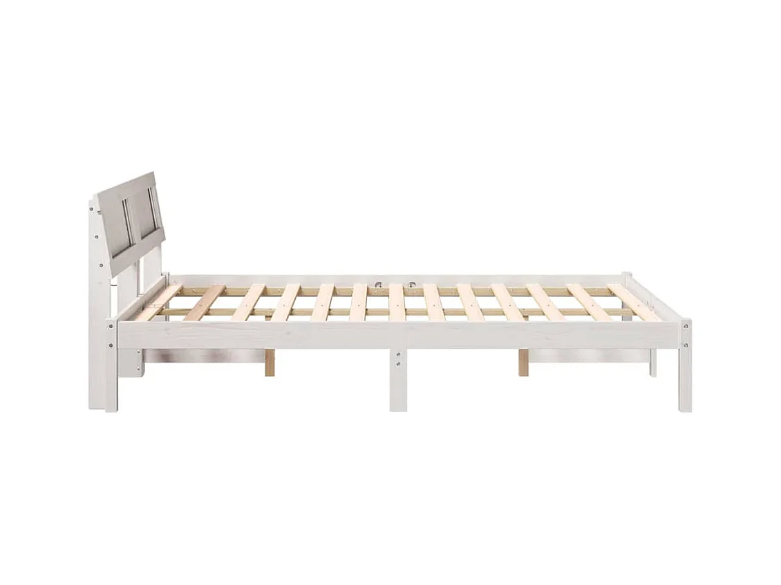 Wit bedframe 140 x 190 cm Massief grenenhout