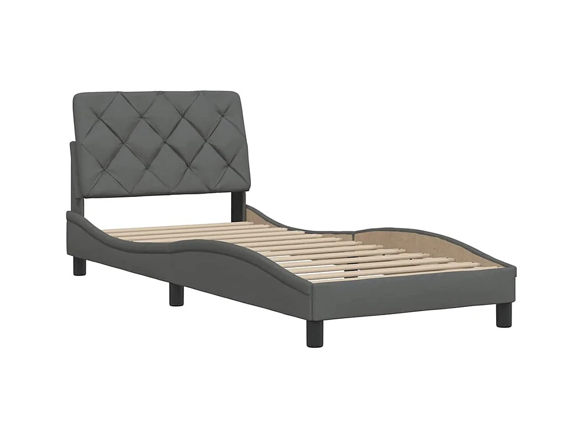 Cadre de lit sans matelas gris foncé 80x200 cm tissu