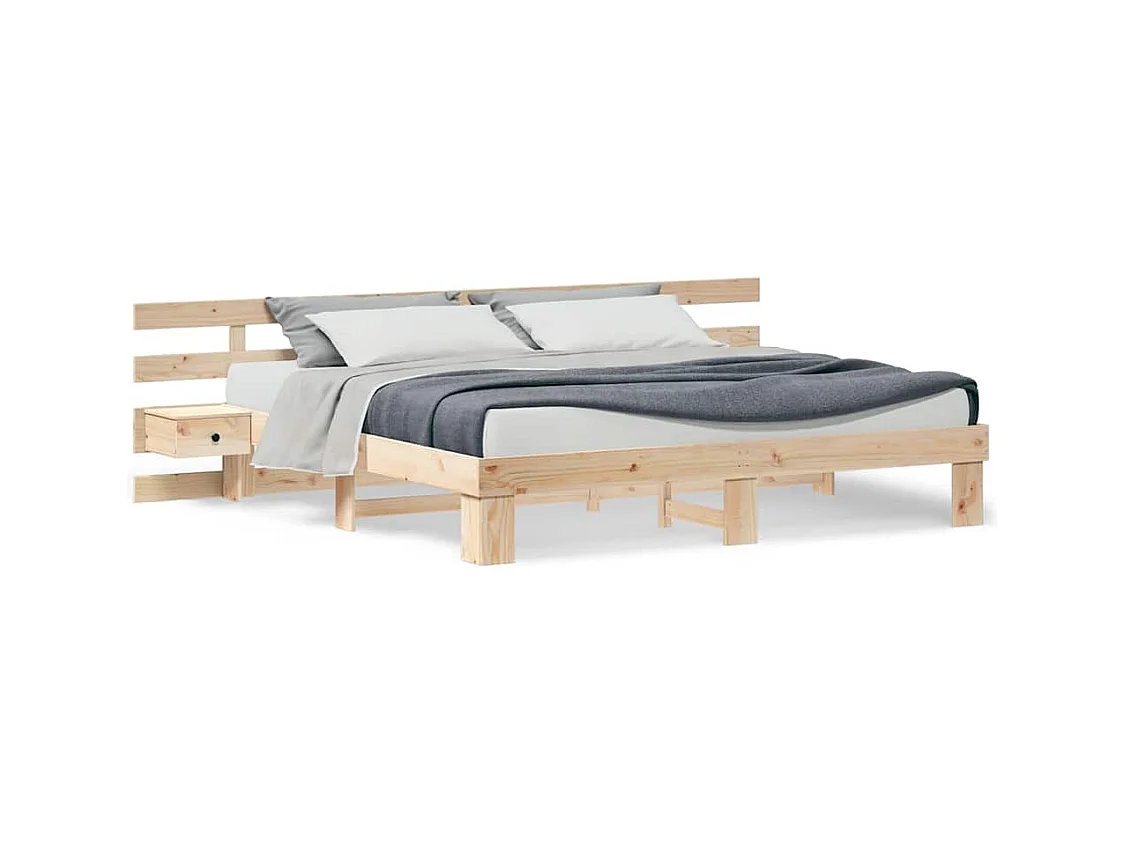 Struttura letto con cassetto Marrone 180 x 200 cm Legno massello