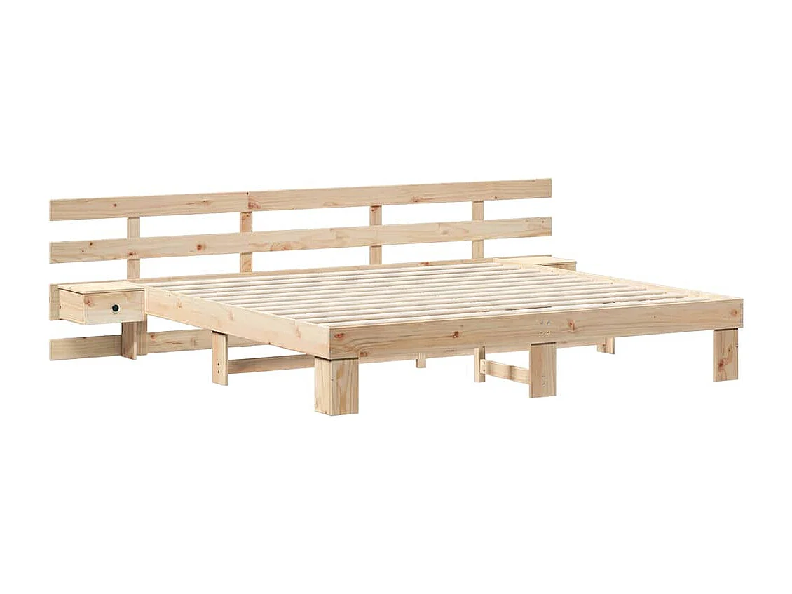 Struttura letto con cassetto Marrone 180 x 200 cm Legno massello