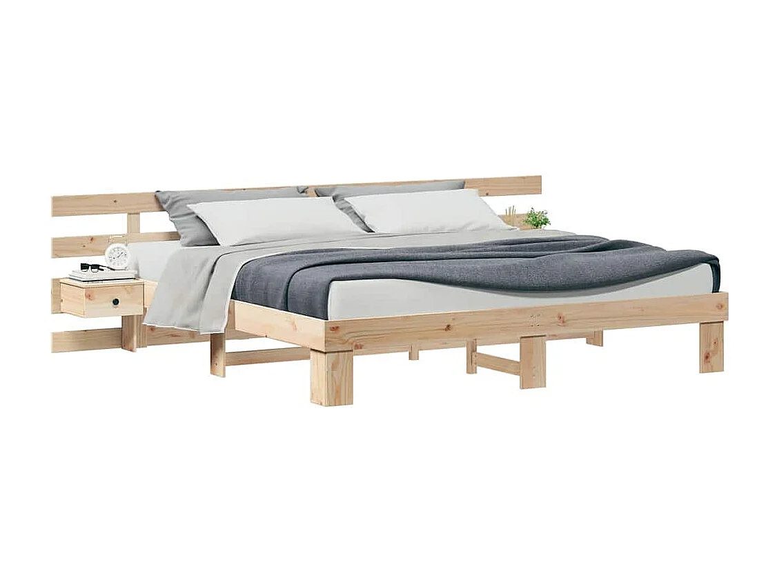 Struttura letto con cassetto Marrone 180 x 200 cm Legno massello