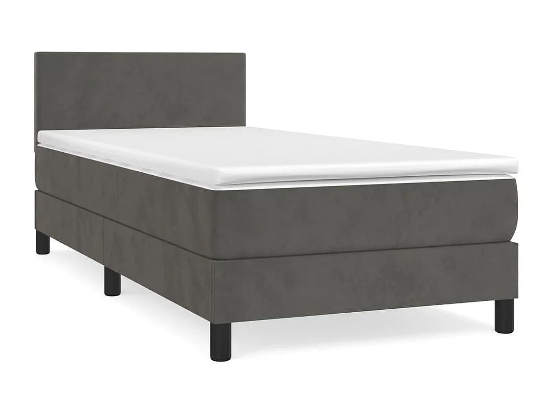 Rete a doghe e materasso Grigio scuro 90x190 cm Velluto